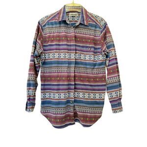 Cabin Creek M-L Tall  button up vintage 90s southwestern geometric shirt Aztec t